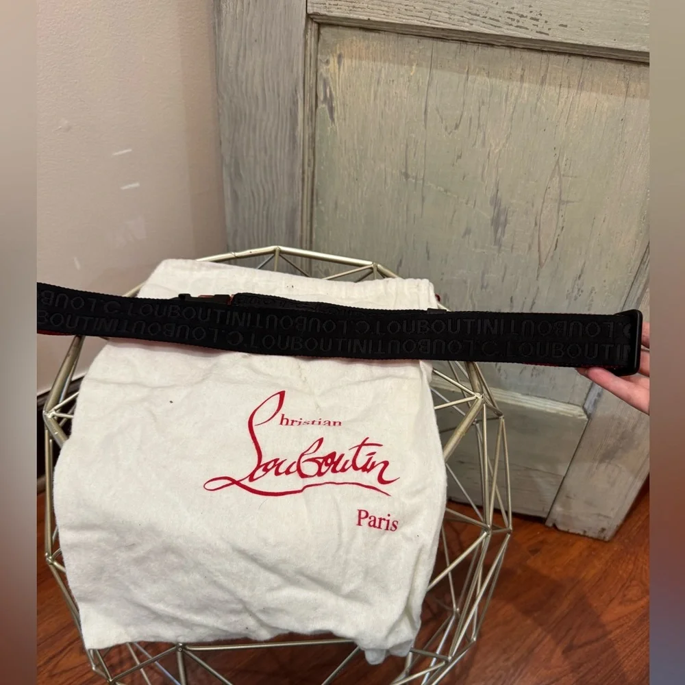 Christian Louboutin Nylon Belt Black Red With Bag